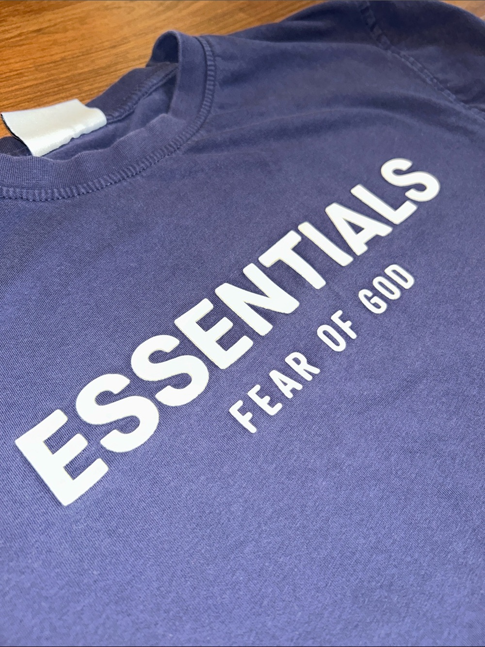 Essentials Fear Of God Men's Navy Blue Logo Short Sleeve Cotton T-Shirt M - Picture 7 of 10